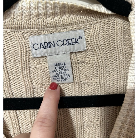 Cabin Creek Vintage Grandma V-neck Cable Knit Cardigan Sweater Small Grannycore - Picture 2 of 3